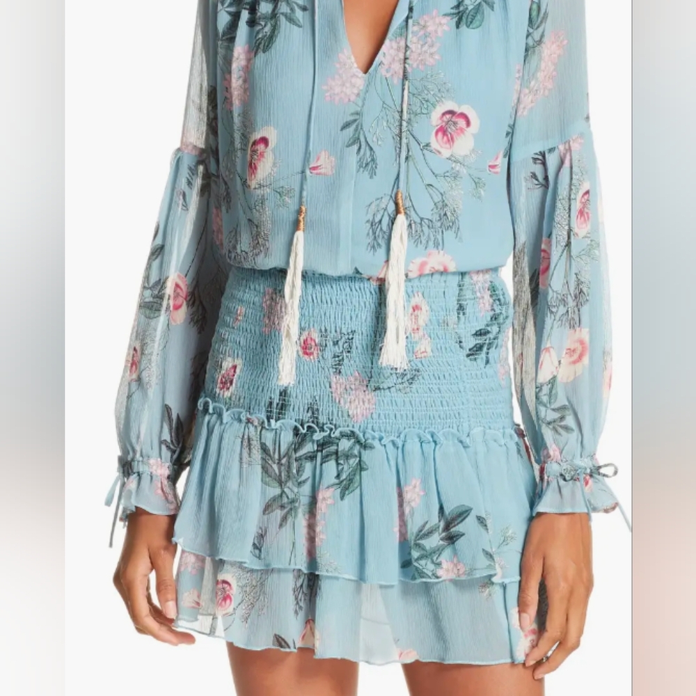 NWT.....DOLAN 100% Silk Flutter Floral Chiffon Mini Skirt Size XL - Picture 7 of 12